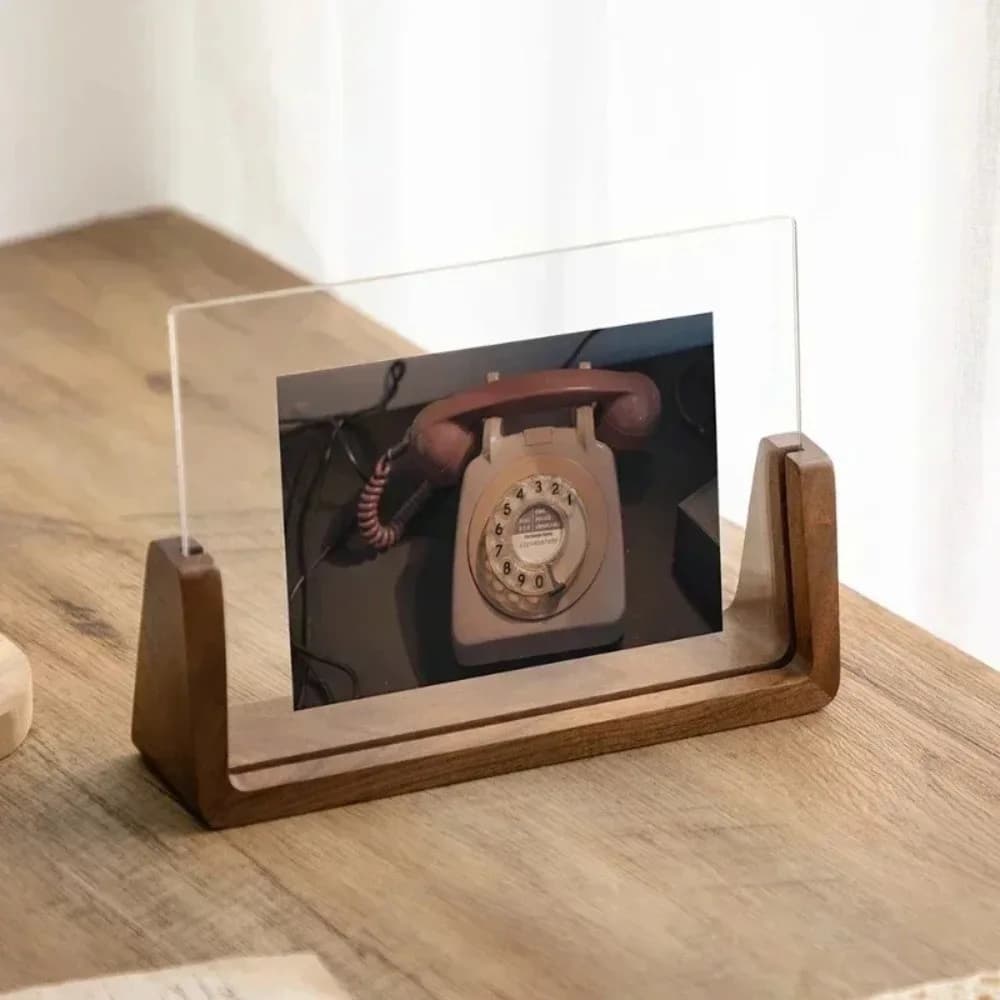 U-shaped Photo Frame Wooden Holder Walnut Wood Photo Display Picture Frame Holder Desktop Beech Wood Picture Holder Office Use