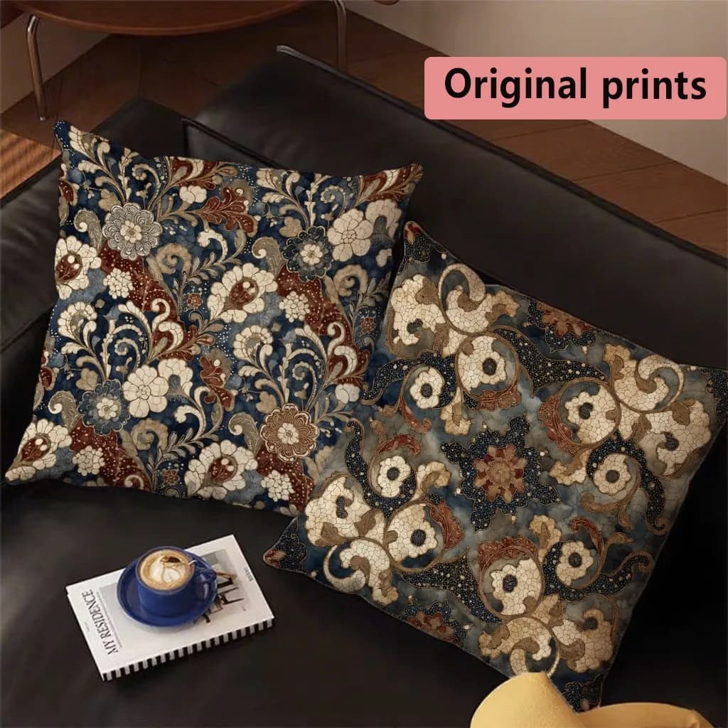 Vintage Floral Boho Pillow Covers Pattern Cushion Cover Suitable for Sofa Bedroom Car Pillow Cover