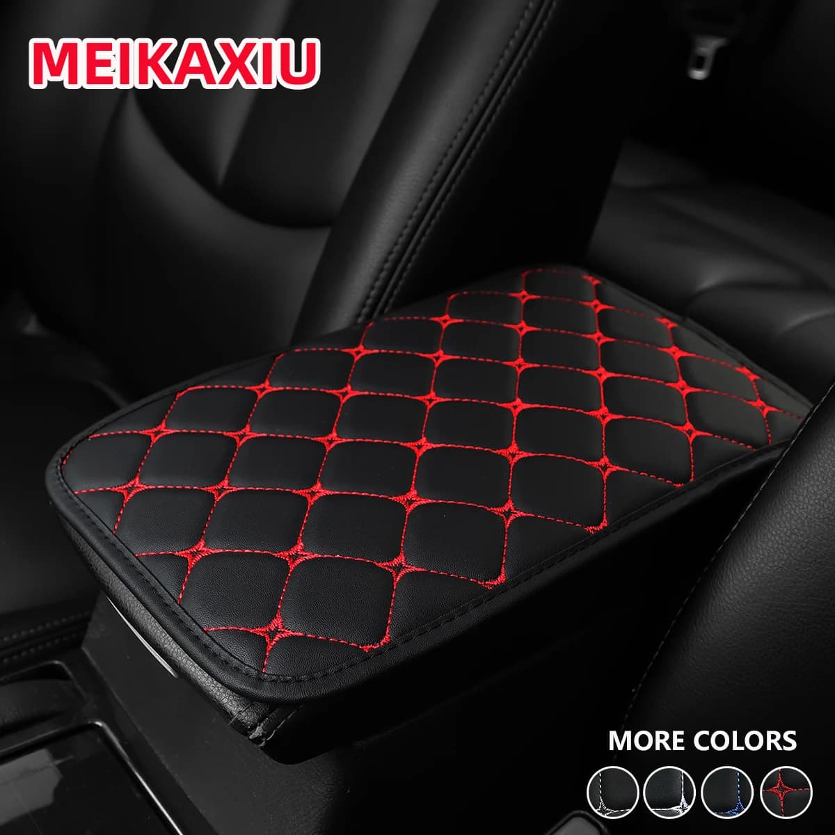 Copertura per bracciolo per auto con motivo a stella in pelle PU ricamata in 3D Accessorio decorativo per auto da 12,6 x 7,5 pollici