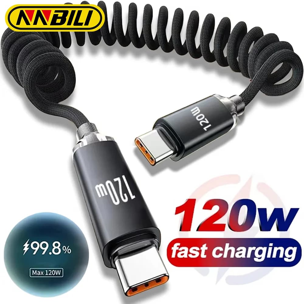 NNBILI PD120W USB C cable for fast charging by car, compatible with iPhone 17 16 15 Pro Max, Samsung S26, Huawei
