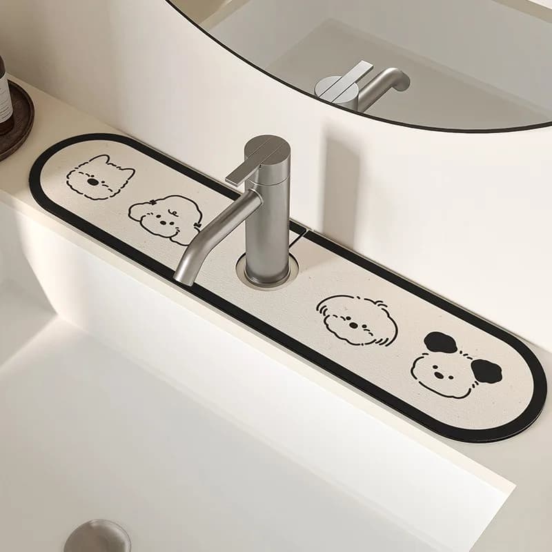 Tappetino drenante per rubinetto da cucina, tappetino assorbente da appoggio per lavandino del bagno, fango diatomea, senza lavabile, resistente alle muffe, tappetino ad asciugatura rapida