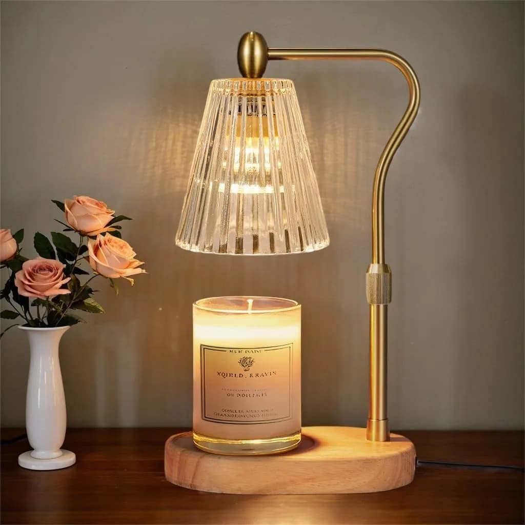 Lampada Scaldacera con Timer e Dimmer, Altezza Regolabile, Scaldacera Elettrico con 2 Lampadine per Candele Profumate in Barattolo, Decorazione per la Casa