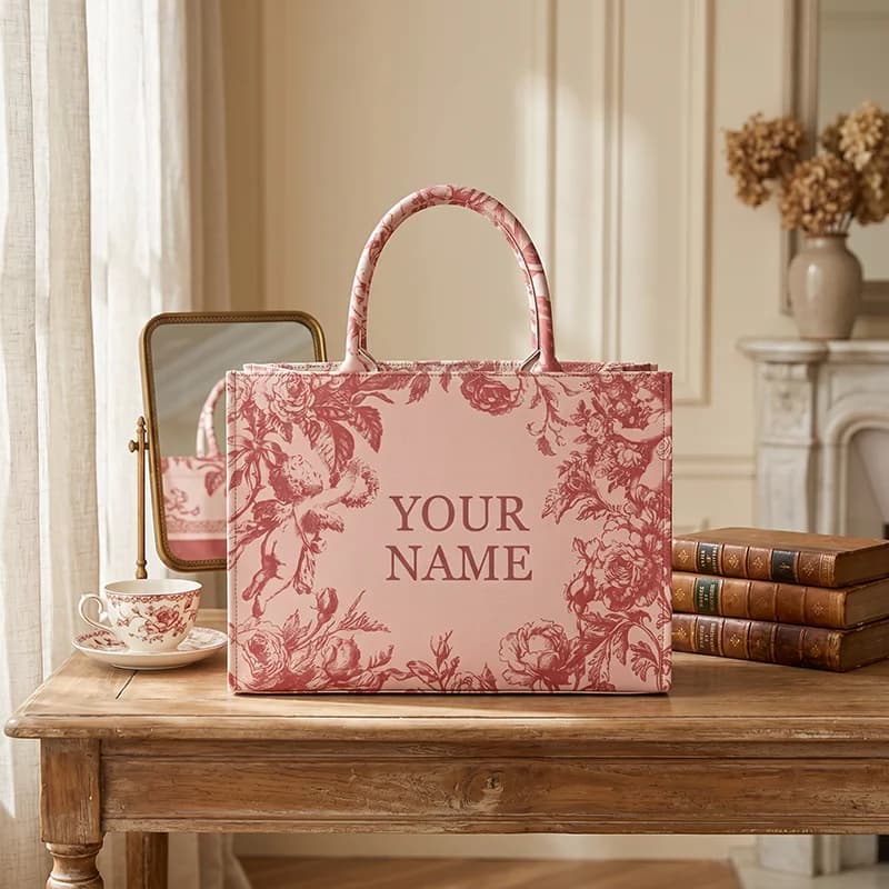 Spring Summer Personalized Customized Name Canvas Printed Tote Bag Fashion Women's Handbag Beach Bag Large Capacity Brand Bag