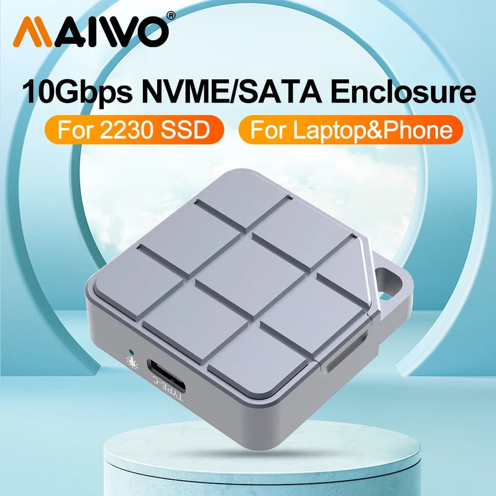 MAIWO M.2 2230 NVMe SATA SSD Custodia USB 3.2 Gen 2 10Gbps a NVMe NGFF PCI-E M.2 SSD Custodia SSD esterna per PC portatile iPhone 15