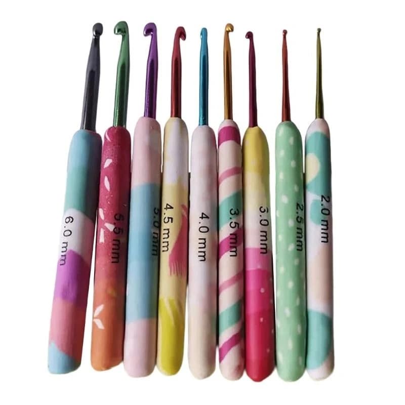 9 pezzi con impugnatura ergonomica uncinetto ergonomico set uncinetti uncinetto per uncinetto tessitura 2.0mm-6mm