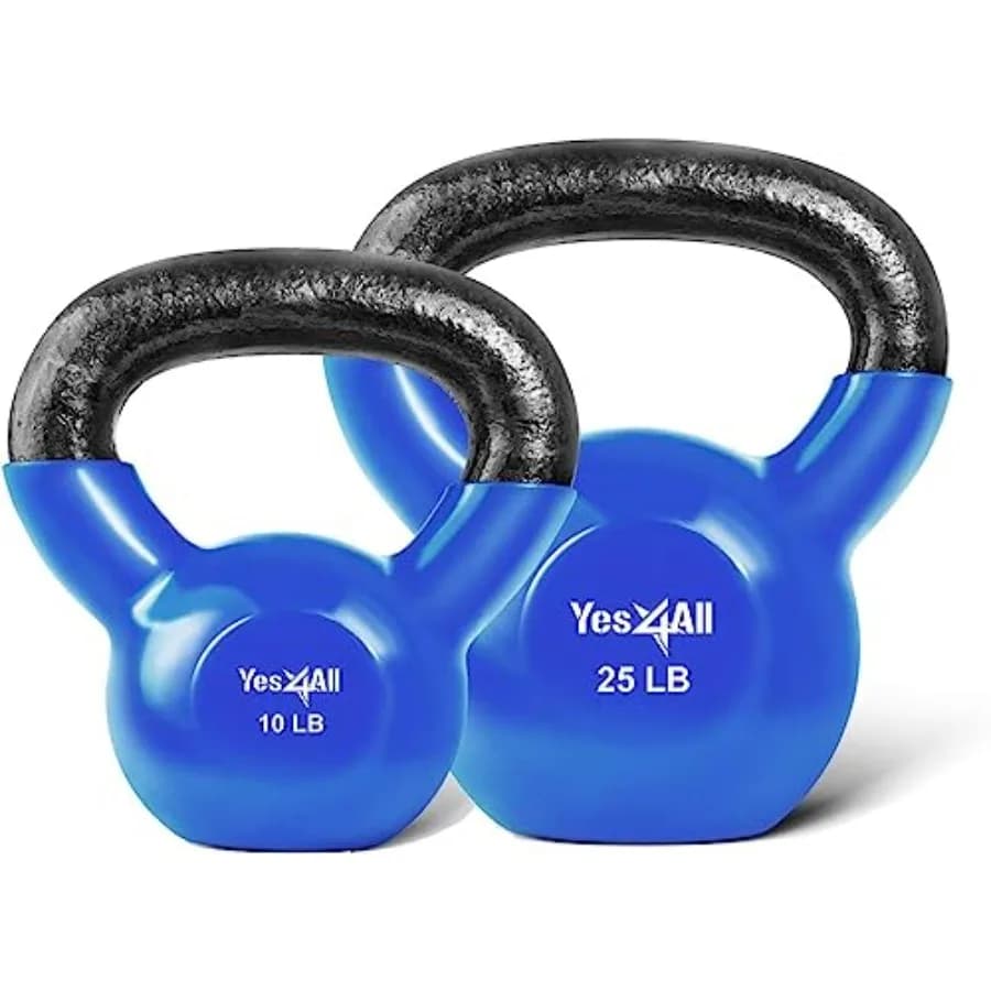 Set of Kettlebell in Cast Iron Covered in Vinyl with Base Stabile Plate for Full Body Training, Push-Up and Potential Performance