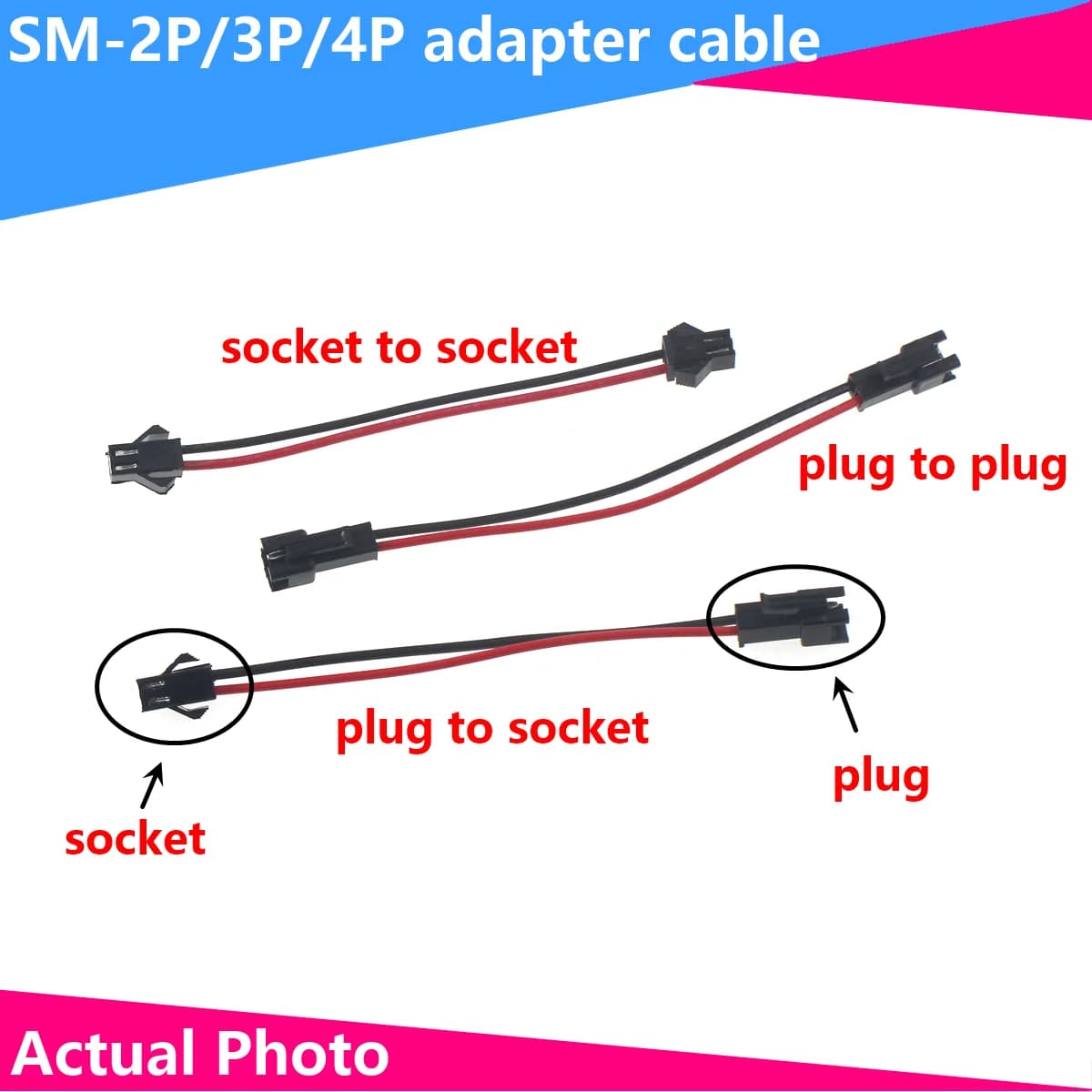SM-2/3/4P 2/3/4Pin plug socket male bus connector adapter line LED strip light driver connector quick adapter