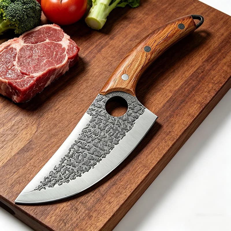 Mannaia per carne forgiata Full Tang, macellaio, disossamento, chef, cucina, affettare, barbecue, coltello per verdure con manico in legno