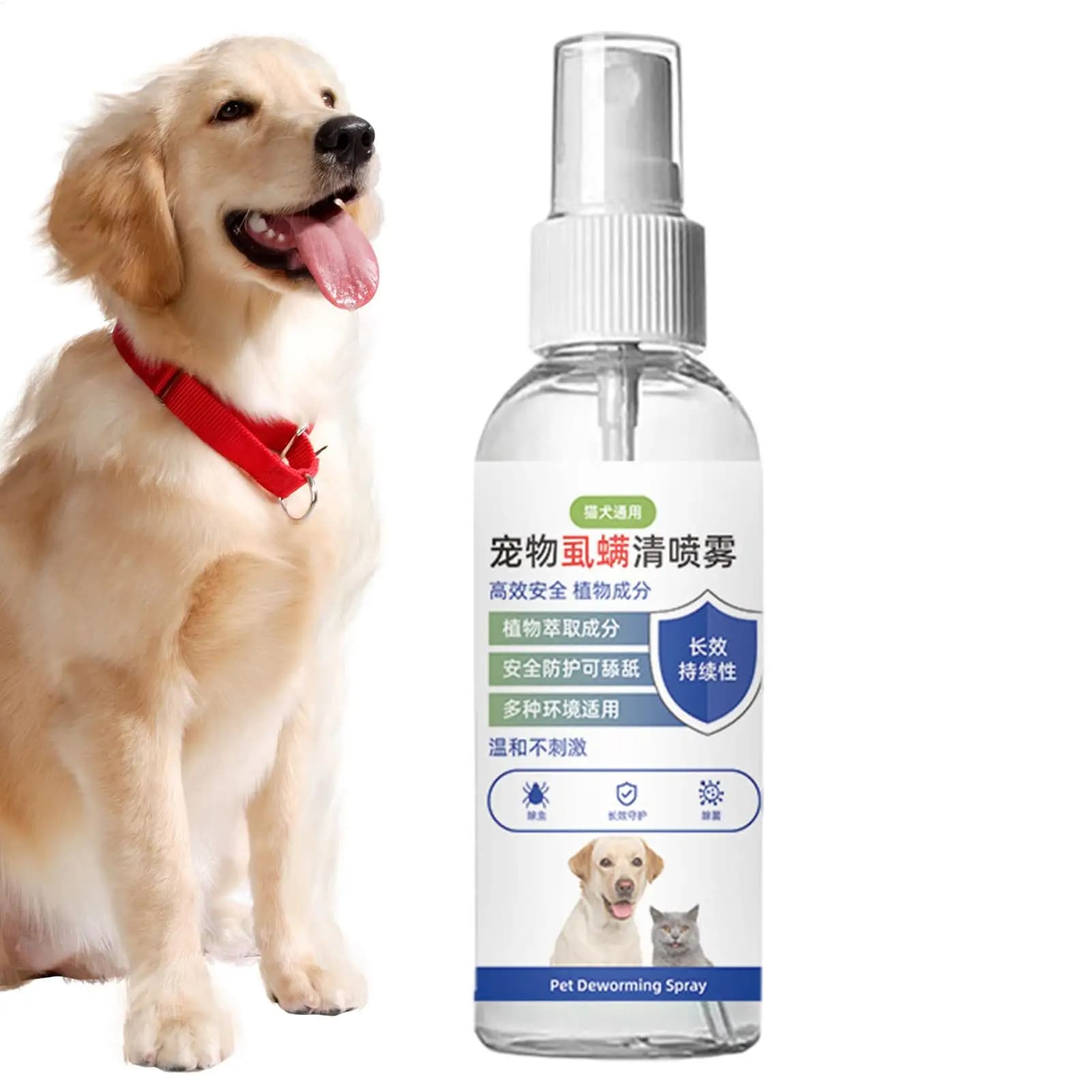 Spray repellente per insetti per animali domestici da 100 ml, pulci, picchi, zecche, allevia il prurito della pelle, adatto per rugiformare gatti/cani
