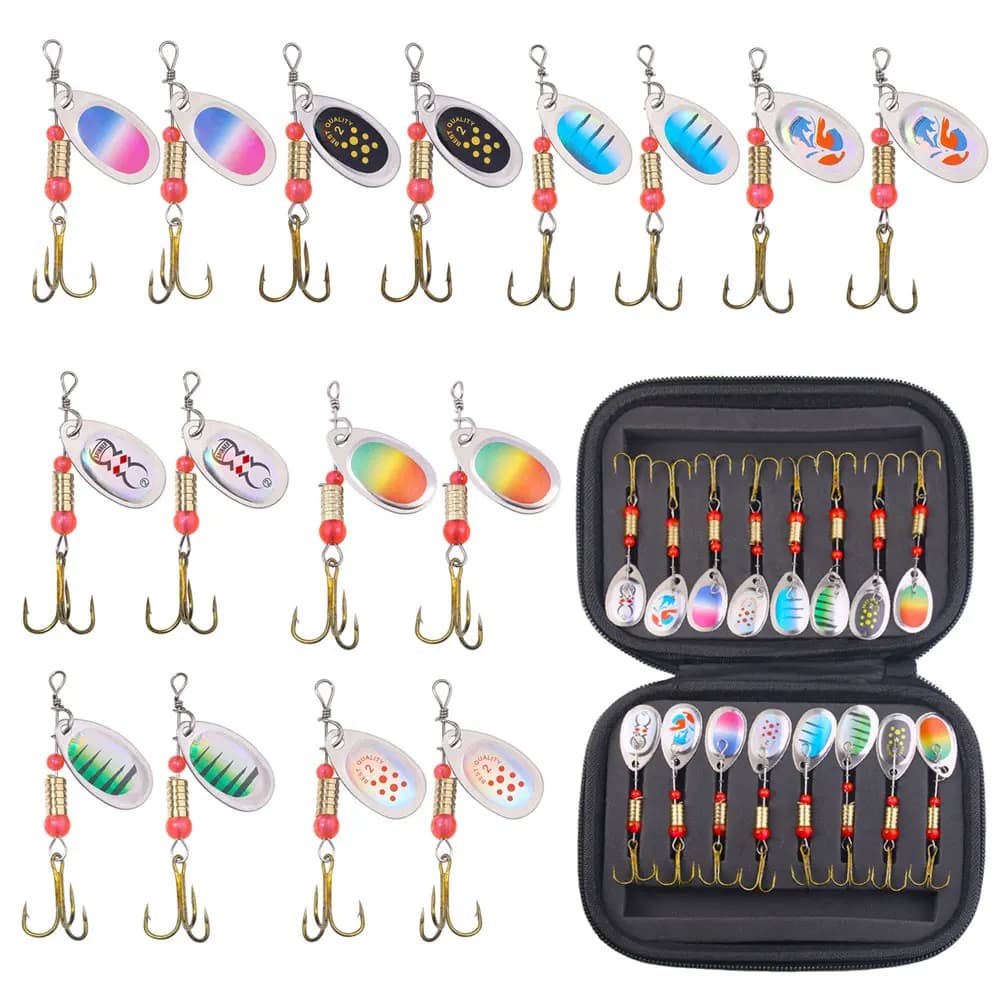 Fishing Cribs Set baits 16 pieces metal baits for launch Spinner fishing baits fishing baits kit with hood litter carp