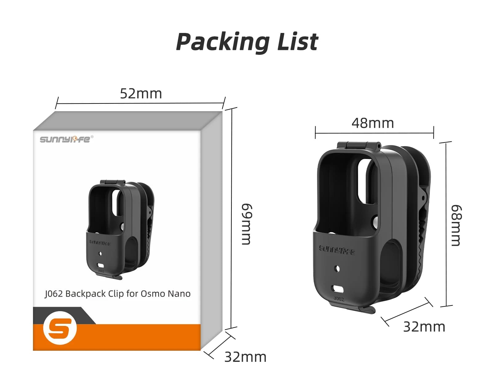 Support for action camera swivel, for DJI Osmo Nano backpack, support