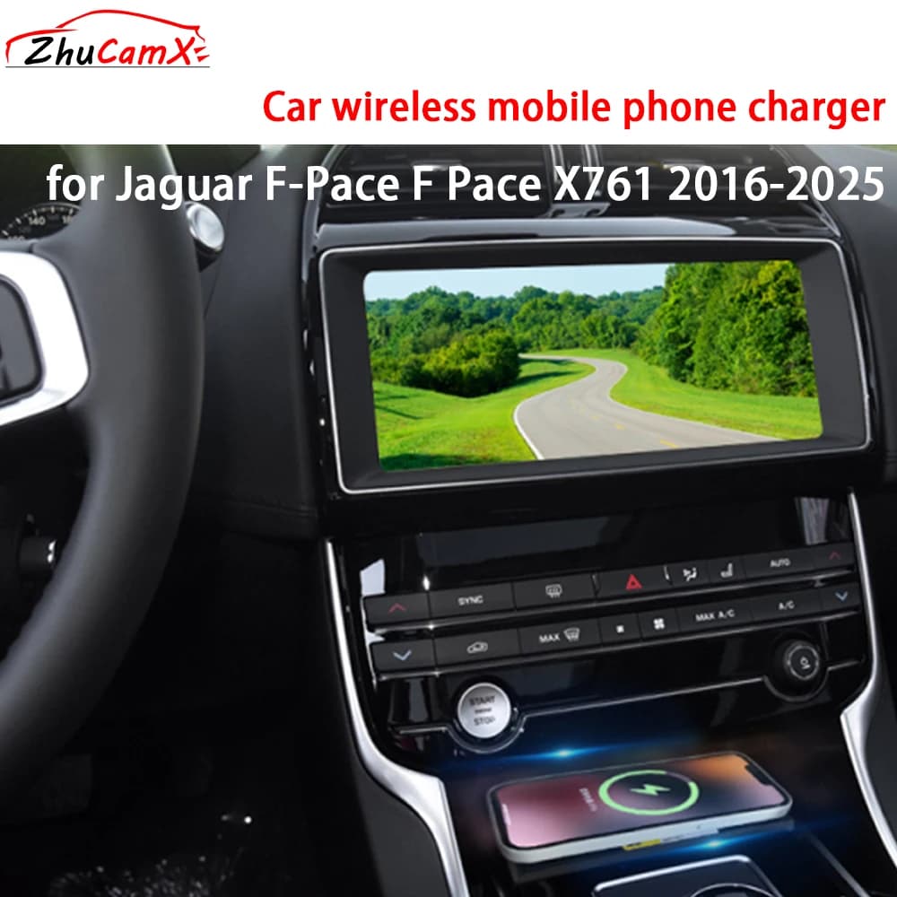 Per Jaguar F-Pace F Pace X761 2015-2025 Console centrale di archiviazione Caricatore per telefono cellulare wireless QI 18W Magsafe Pannello di ricarica veloce