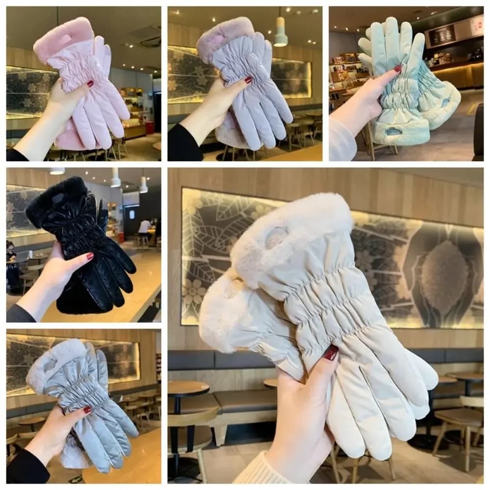 Paddling gloves with thickened bear Hot padding Women's thermal fleece winter gloves windproof touch screen gloves for bicycle