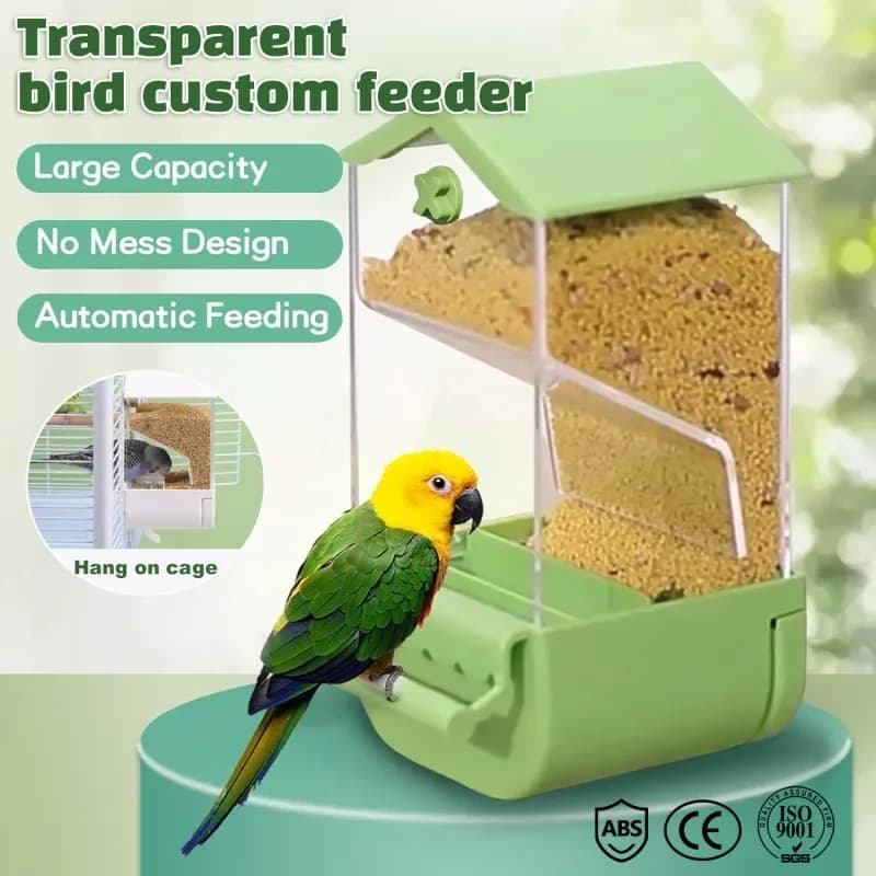 Parrot Automatic Feeder Xuanfeng Tigerskin Parrot Food Box AntiSpreading Splashproof Hanging Feeding Cage Bird Feed Container