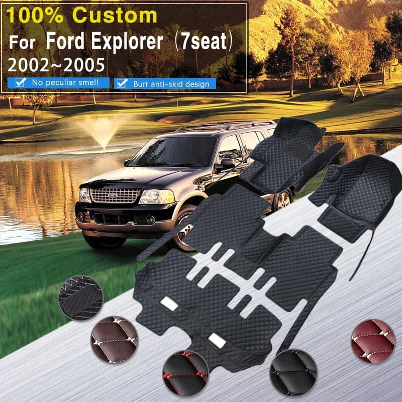 Tappetini Per Ford Explorer U152 2002 2003 2004 2005 7 posti Tappeti Tappetini per auto in pelle impermeabili Accessori per auto Parti interne