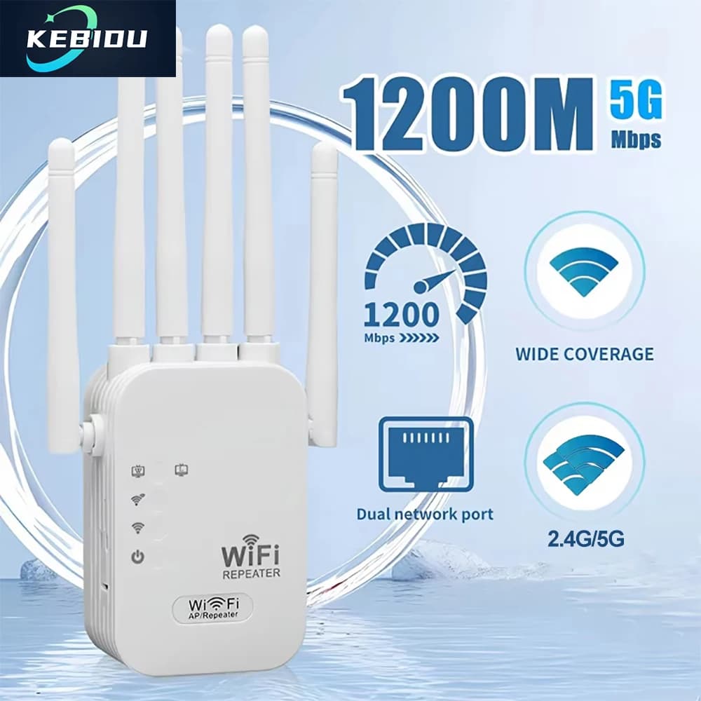 Ripetitore Wifi 1200Mbps Dual Band 2.4G 5G Espansore di rete Gamma Extender Amplificatore ripetitore di segnale 6 Antenna Router WiFi wireless