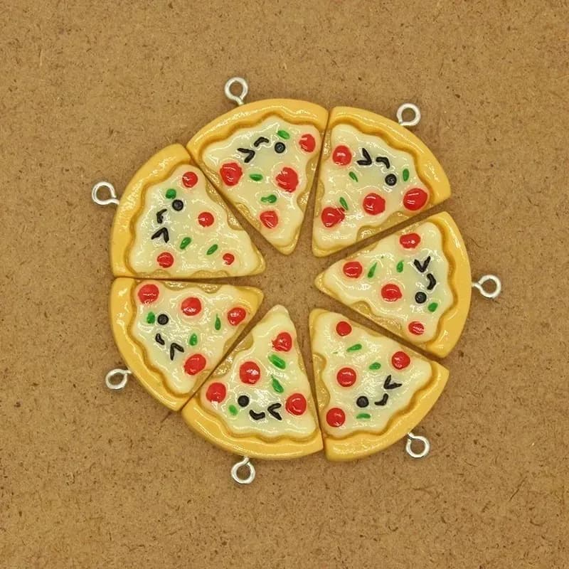 10 pezzi carino triangolo in resina pizza cibo charms fai da te cartoni animati alimenti portachiavi orecchini pendenti accessorio kawaii gioielli da donna