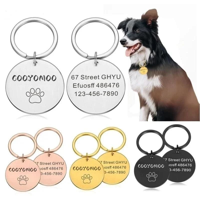 1 Pezzo Targhetta Personalizzata Antifurto per Animali Domestici, Incisione Laser di Nome, Telefono, Indirizzo, Ciondolo in Acciaio Inox per Collare di Cani e Gatti