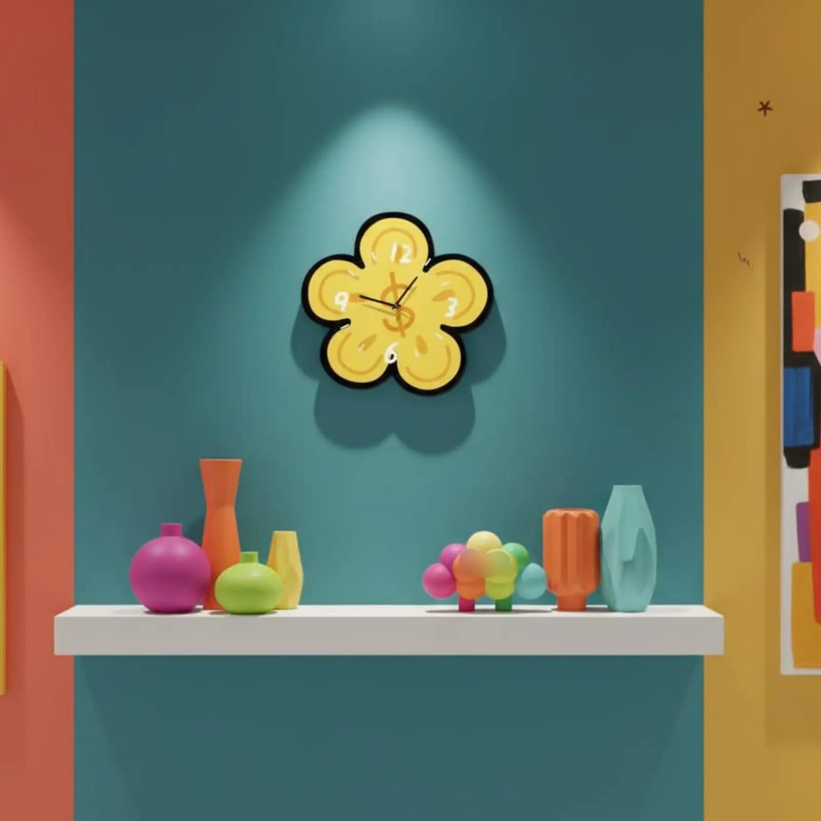 Orologio a Forma di Fiore con Simbolo del Dollaro, Decorazione Versatile per Casa, Design Creativo e Carino per Camera da Letto, Scrivania
