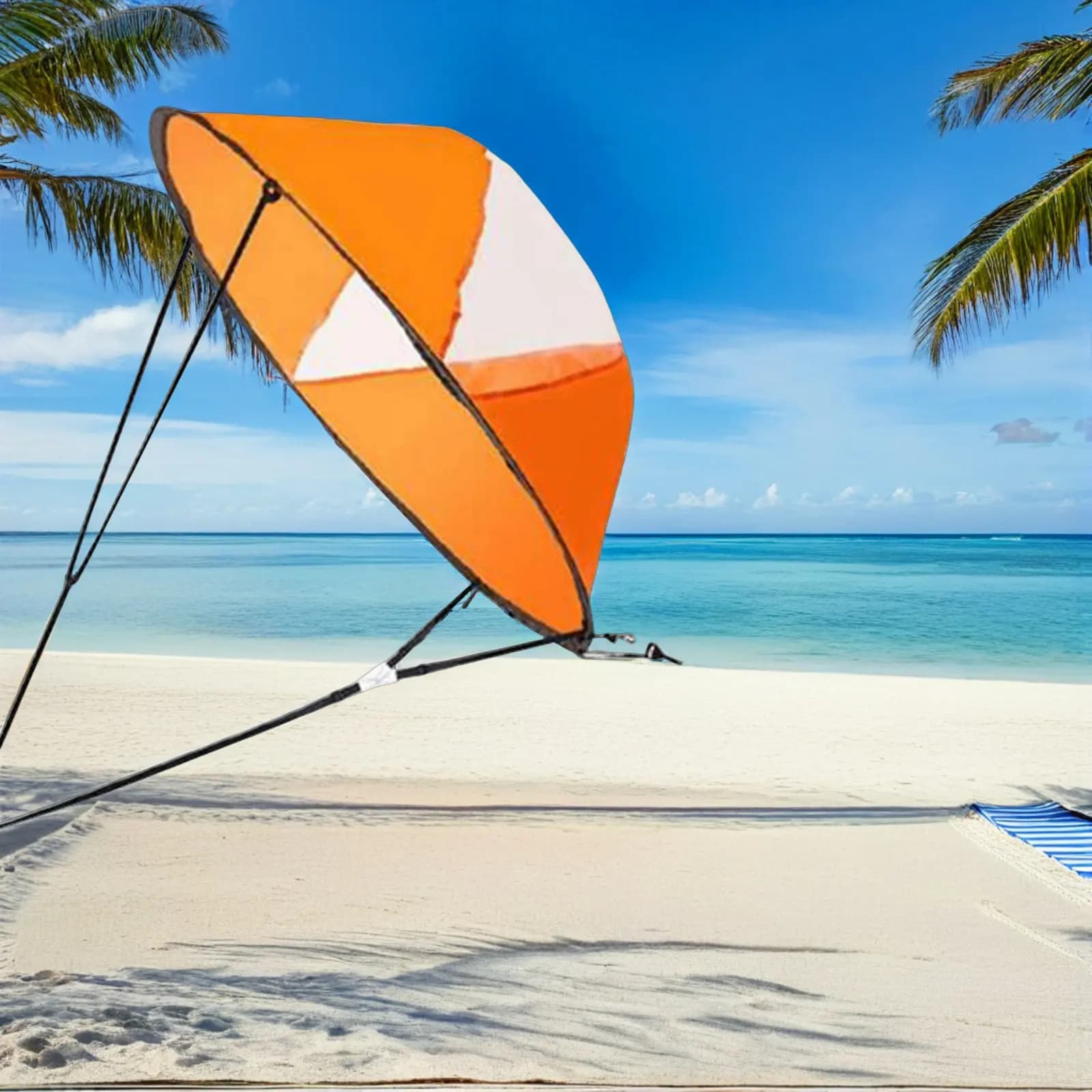 Vela Pieghevole per Kayak Arancione 108x108cm Scout Downwind con Finestra Trasparente, Accessori Pieghevoli per Kayak, Pagaia Portatile per Canoa a Vento