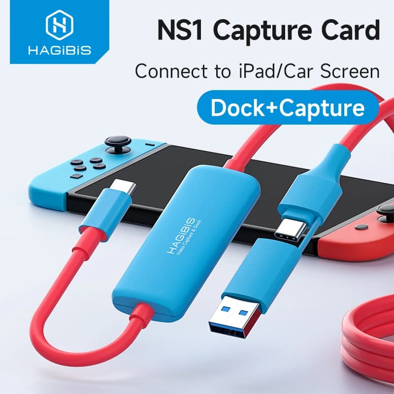 Scheda di acquisizione video Hagibis USB3.0 con PD da 100 W USB C a USB A/C Gioco audio video live e record per Quest 2 3 Switch 1/2 ROG