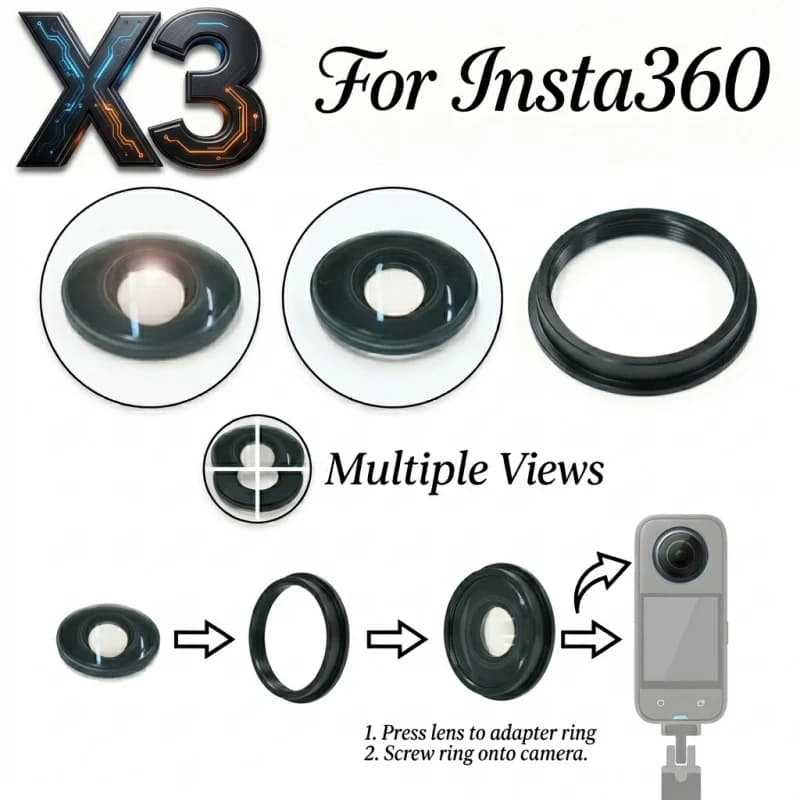 Baleela For Insta360 X3 Lens Protector, HD Tempered Glass Anti-Scratch Replacement Lens Cover for X3 Action Camera