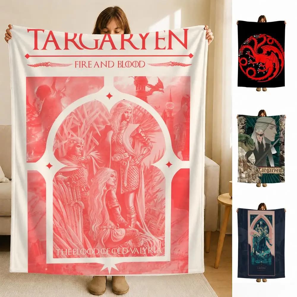 fantasy D-Dragon Throne H-House Throw Soft Flannel Blanket for Bed Bedroom Sofa Picnic Throw Skin-friendly Breathable Gift Cover