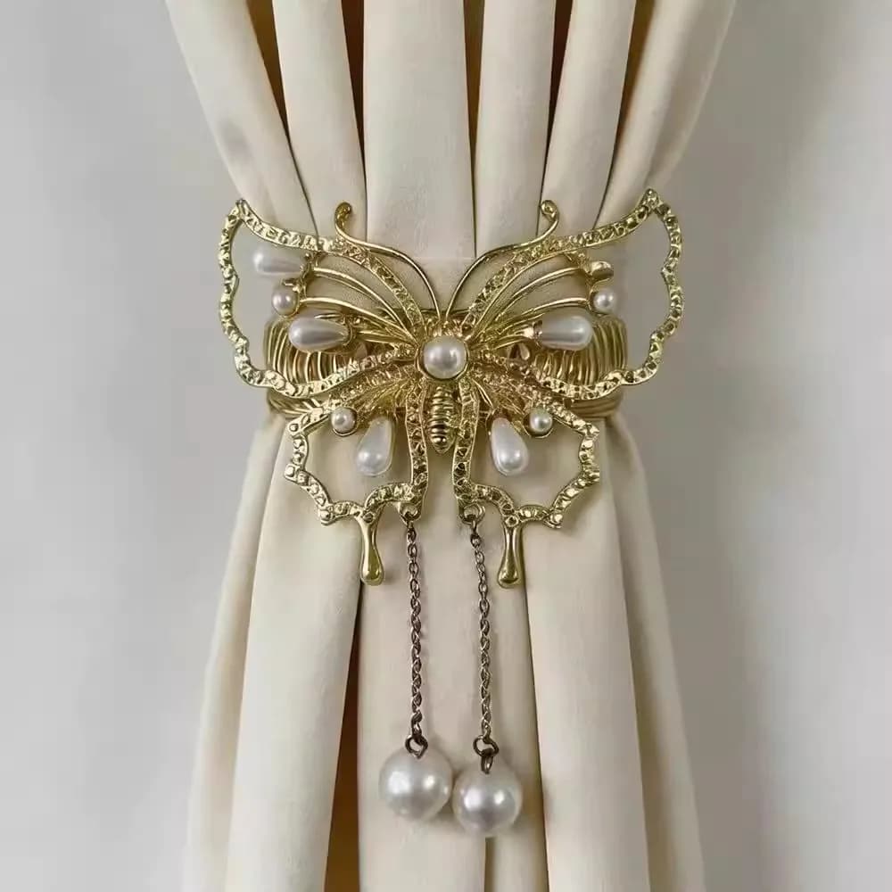 2 Pezzi/Clip per Tende a Farfalla in Metallo, Fermatenda Squisito di Lusso Leggero, Fermaglio per Tende