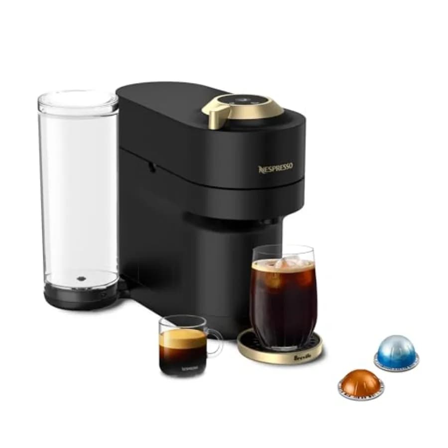 Limited-Edition Vertuo Pop+ Coffee and Espresso Maker by Breville, Matte Black Gold Renewed
