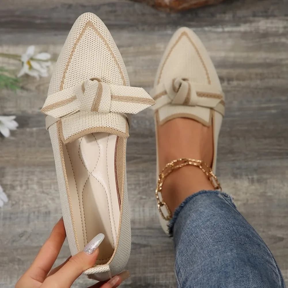 New Women Flats Knitted Slip Breathable Comfortable Solid Color Shoes Casual Pointed Toe Walking fashion Loafers Sneakers Women