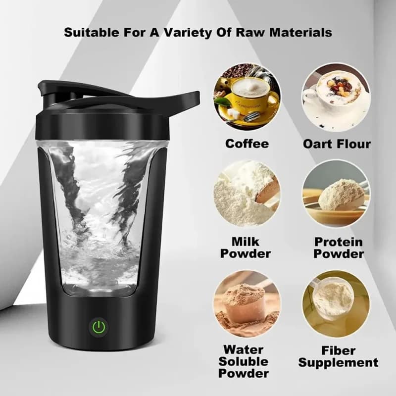 Shaker Cup con ricarica USB per proteine, shaker per sostituti del pasto, bottiglia d'acqua portatile da palestra, tazza miscelatrice 450ml