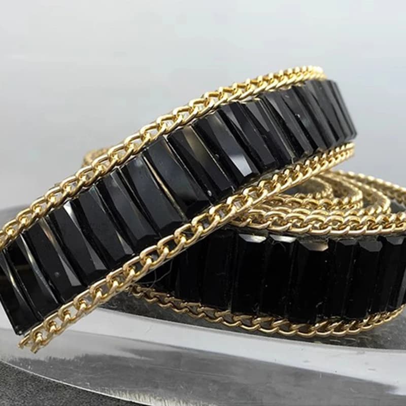 50cm Black Hot Fix Rhinestone Ironing Chain DIY Clothing Shoes Bag Wedding Dress Sash Sewing Accessories Glass Diamond Trim