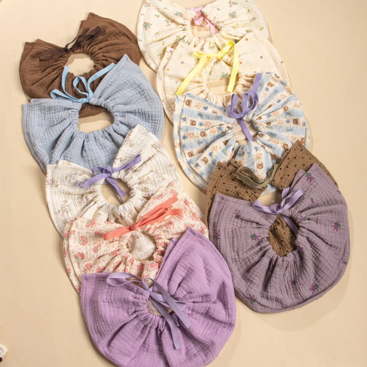 Baby Donut Style Feed Bib Newborn Pure Cotton Dual-layers Drawstring Adjustable Saliva Towel Kids Gift Infant Dress Accessories