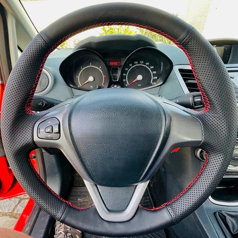 Black Artificial Leather Anti-slip Wrap for Ford EcoSport Fiesta 2008-2017 Car Accessories