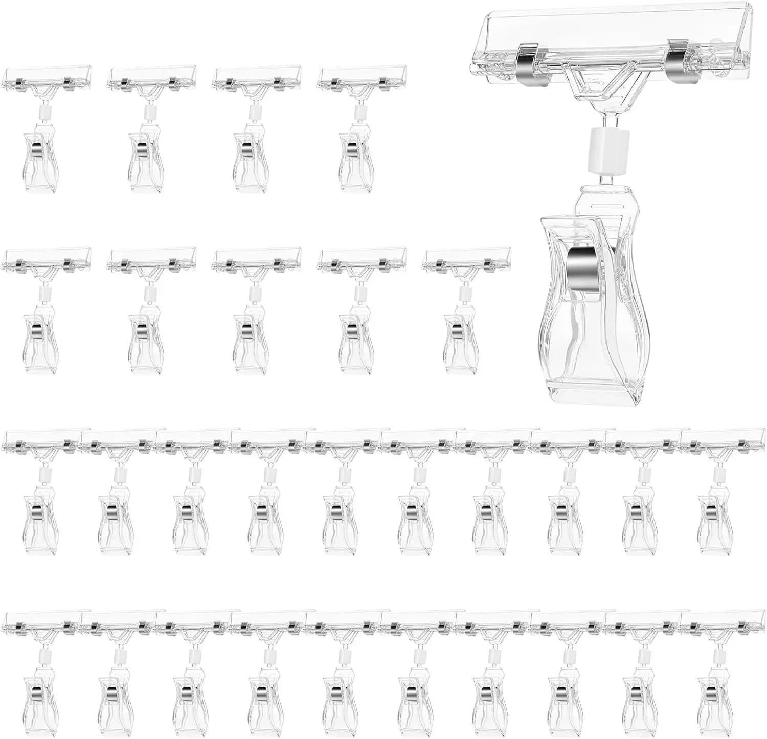 10/5X Clip per cartello bifacciale Trasparente Clip per cartello per merce Girevole Espositore per prezzi Clip per etichette Porta cartello Mensola girevole Prezzo