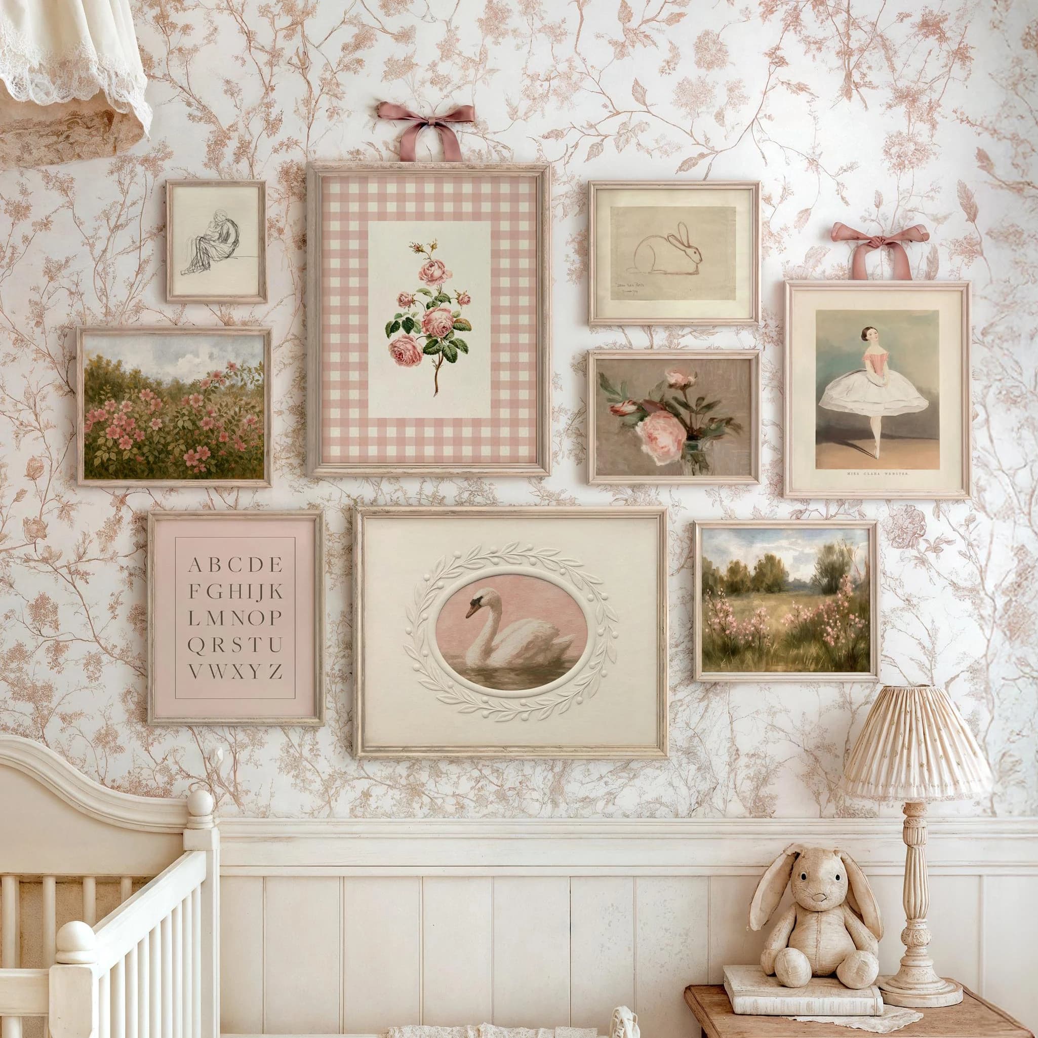 Poster Artistici Retrò Rosa per Cameretta, Decorazione Vintage per Stanza delle Ragazze, Stampa su Tela, Dipinto Decorativo, Regalo, Poster per Decorazione Murale della Cameretta