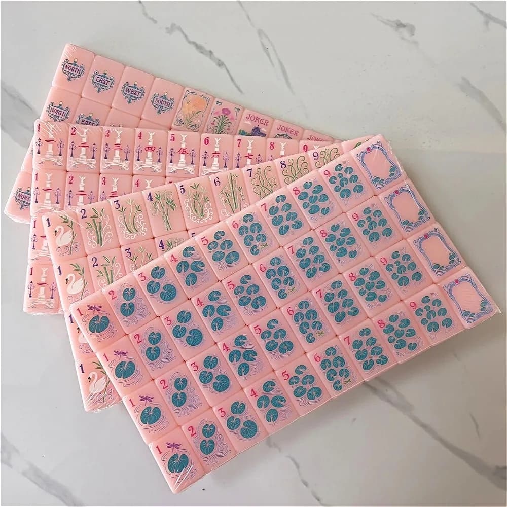 Nuovo Set Mahjong Americano in Acrilico Rosa, 160 Tessere, Gioco da Tavolo Portatile per Tutta la Famiglia, Regalo Sorpresa