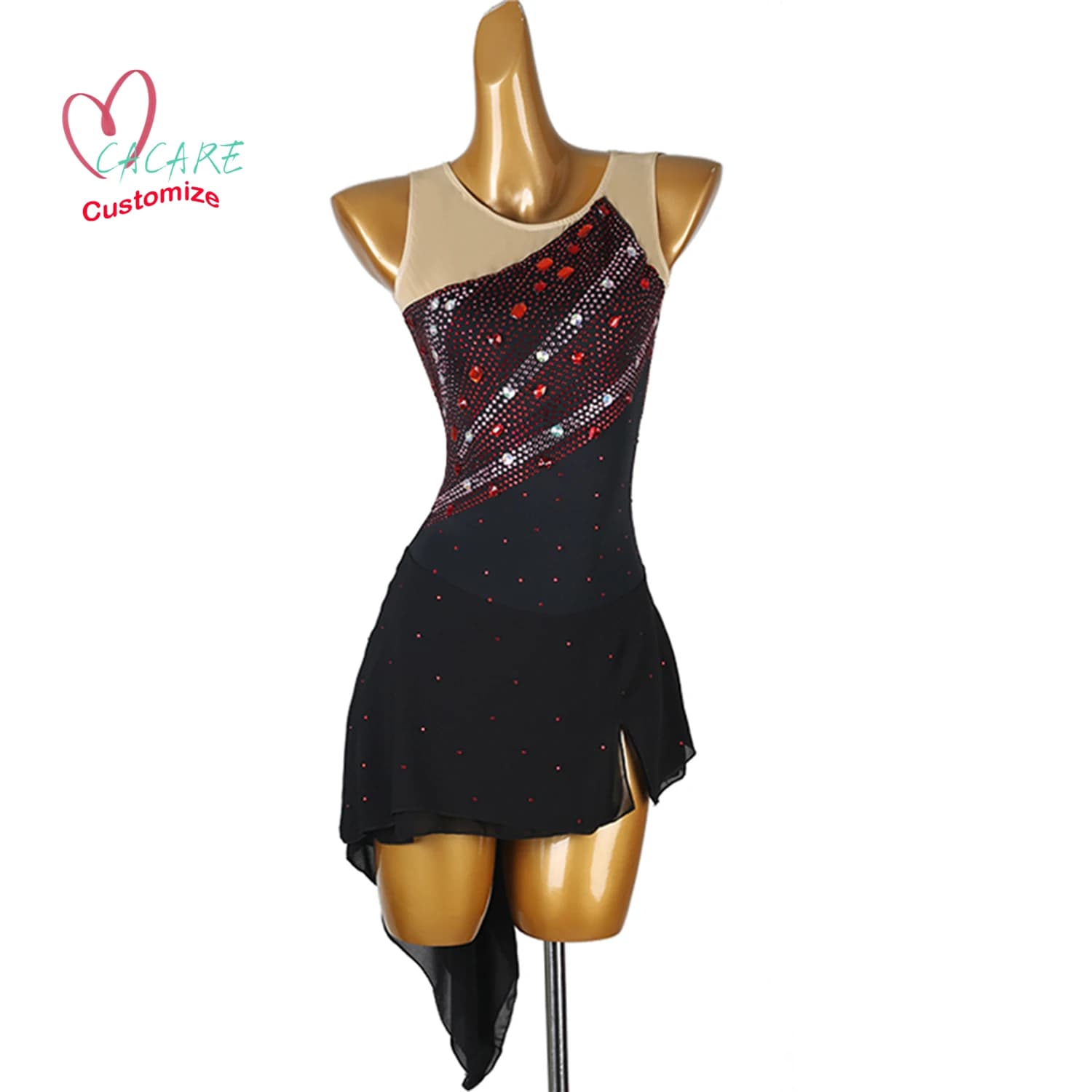 Vestito da pattinaggio di figura Abbigliamento da ballo Costume di scena Abbigliamento Ragazza Abbigliamento per bambini Vestito da pattinaggio su ghiaccio artistico Body da ballo Samba B027