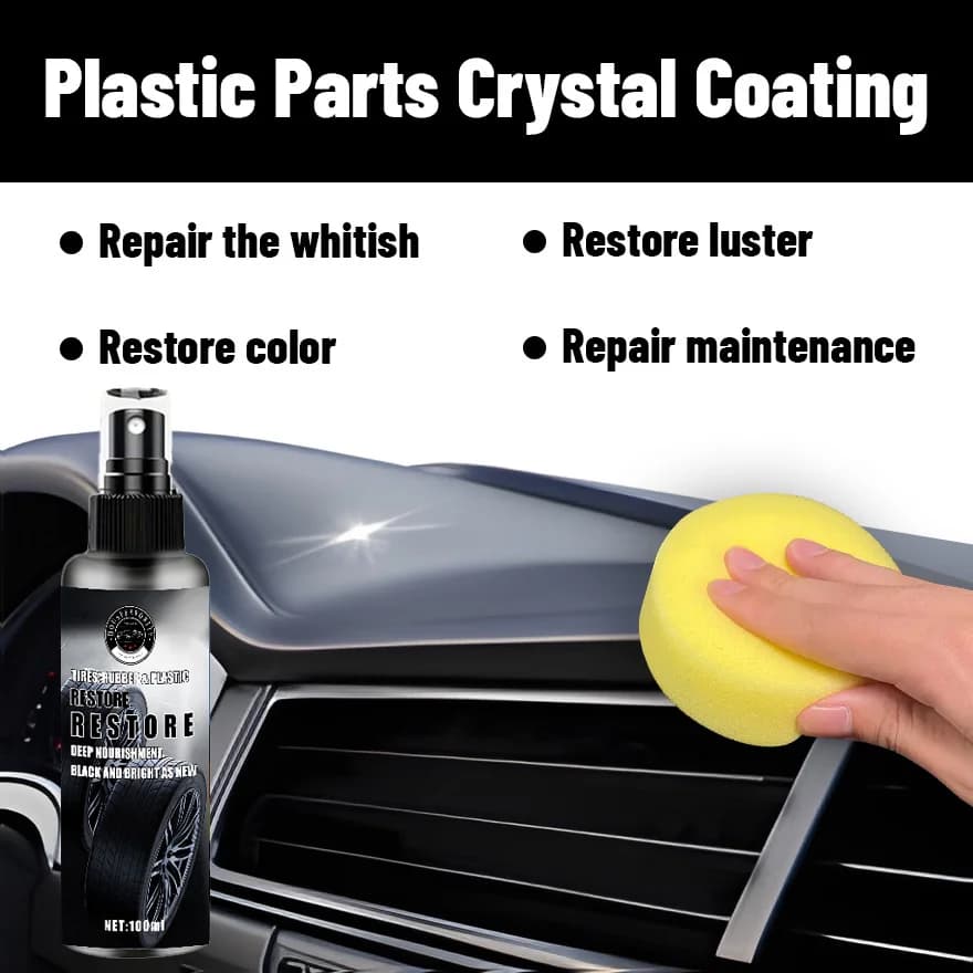 Rinnovatore per Plastica Auto, Ripristina il Nero Lucido, Prodotti per la Pulizia dell'Auto, Ripristina Plastica e Pelle, Lucidante e Rivestimento Riparatore per Auto