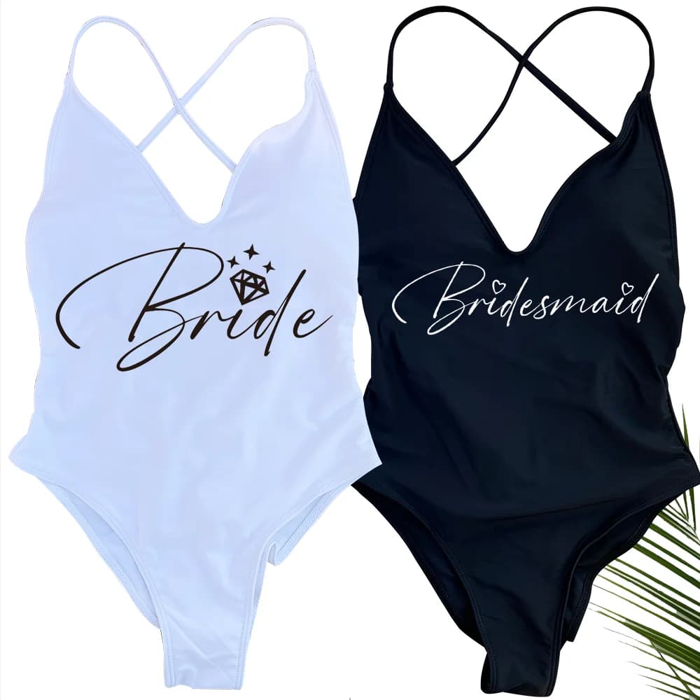 Costume da bagno intero imbottito da donna per sposa, damigella d'onore, bikini estivo, abbigliamento da spiaggia, per addio al nubilato 2026