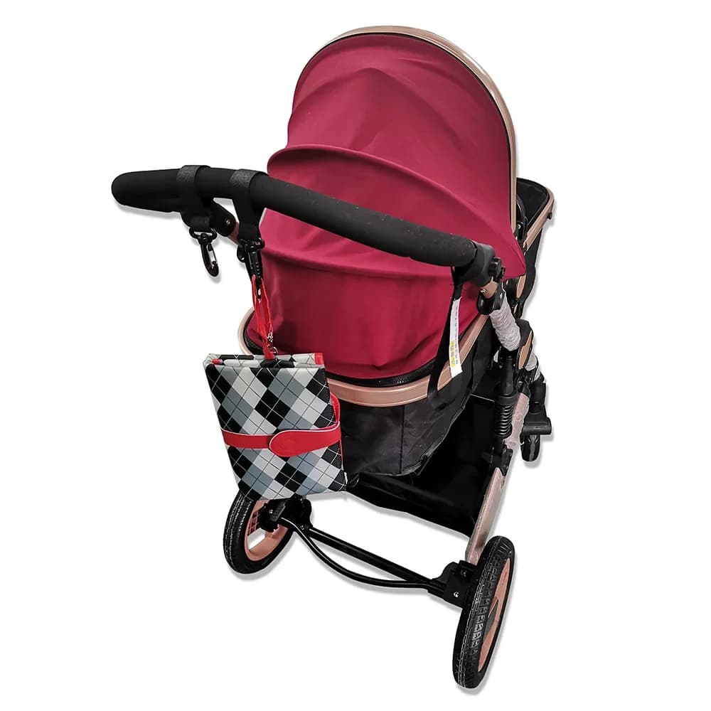 Gancio in Pelle PU per Passeggino, Accessori per Seggiolino Auto, Porta Pannolini, Organizzatore Girevole a 360 Gradi per Neonati