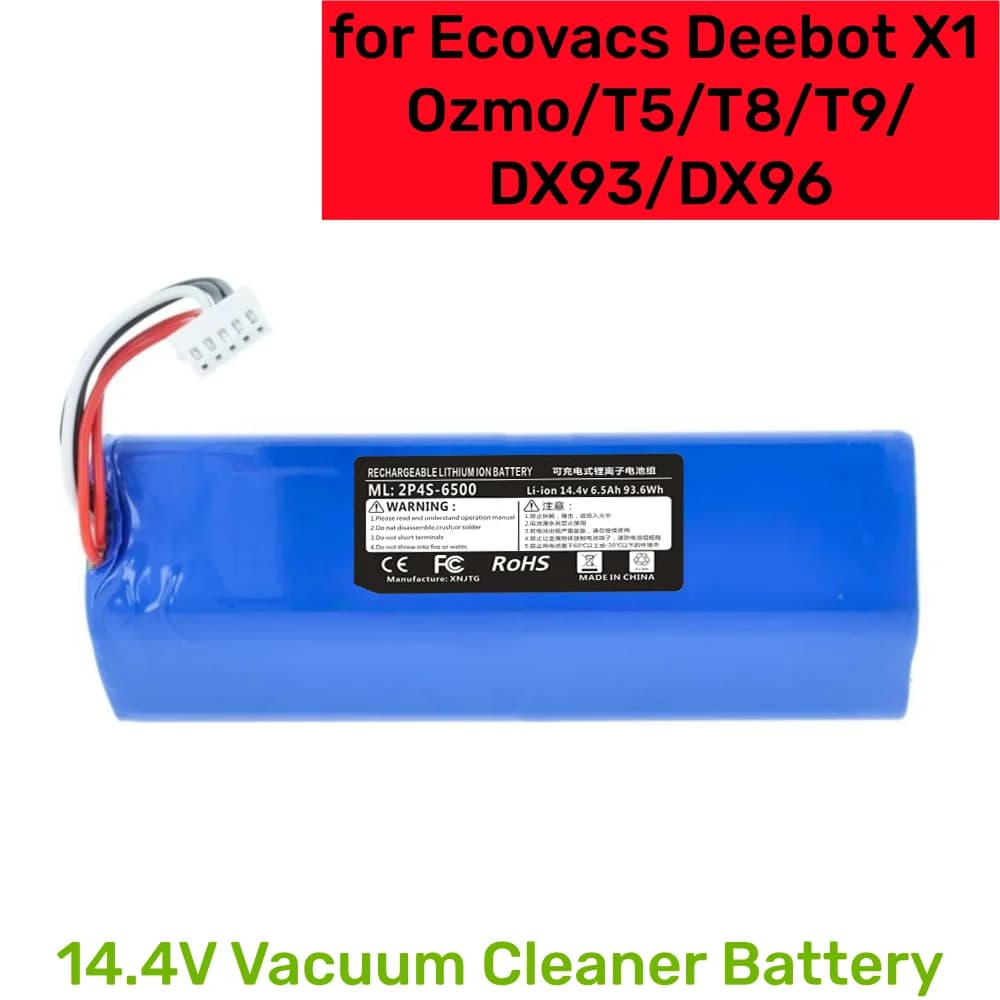 Nuova Batteria ECOVACS S10-LI-144-5200mAh/9800mAh/12800mAh di Ricambio per Aspirapolvere Robot X1 T5 T8 T8AIVI MAX T9 6500mAh.