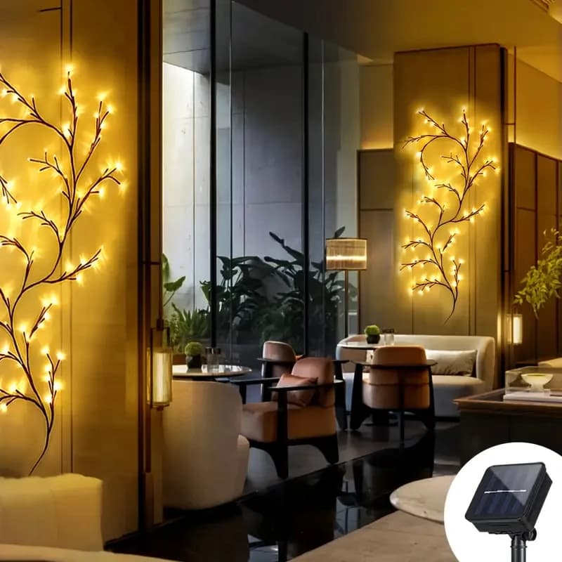 72/96 LED Solare Willow Vine Luce Impermeabile Parete Balcone Decorazioni da giardino Luci 8 modalità String Fairy Light per cortile esterno