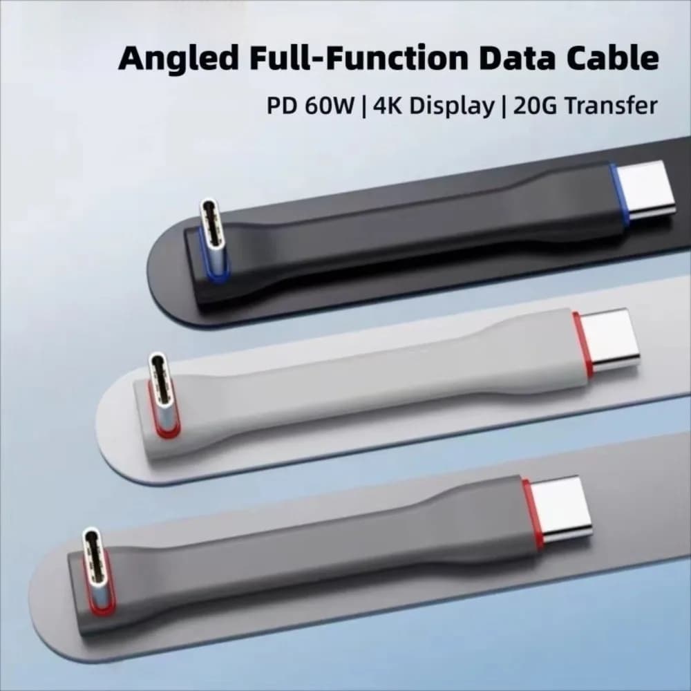 High Quality 90° Angled USB Cable C to C Full Function 20Gbps USB C Cable 7.5cm High Speed 3A Charging Cable for iPhone 15/16