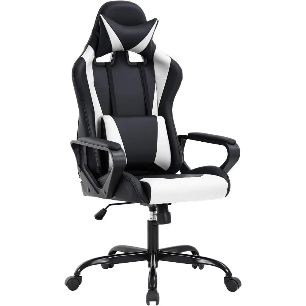 BestOffice Sedia da gioco con schienale alto PC Sedia da corsa per computer da ufficio PU Scrivania da lavoro ergonomica direzionale girevole