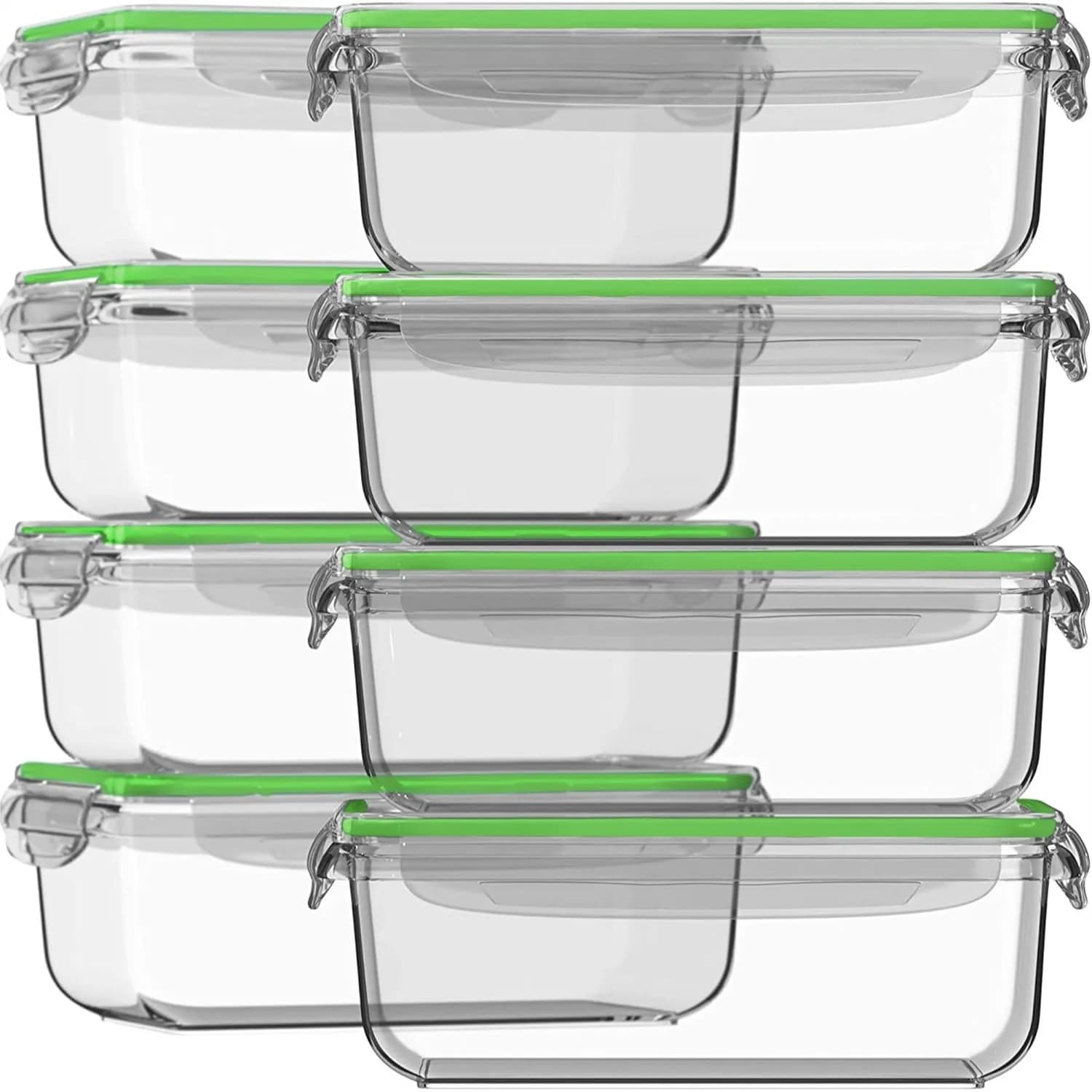 Set di 16 Contenitori in Vetro per Preparazione Pasti con Coperchi, 30 oz Ermetici e Antisgocciolamento, Adatti dal Freezer al Forno