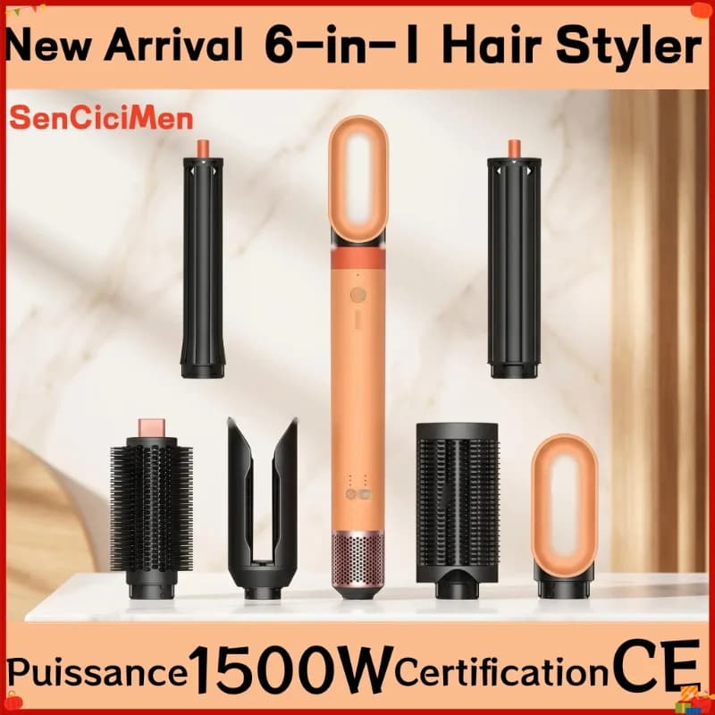 Styler per capelli 6 in 1 HS09, asciugacapelli a ioni negativi, ferro arricciacapelli multifunzione per styling e cura dei capelli