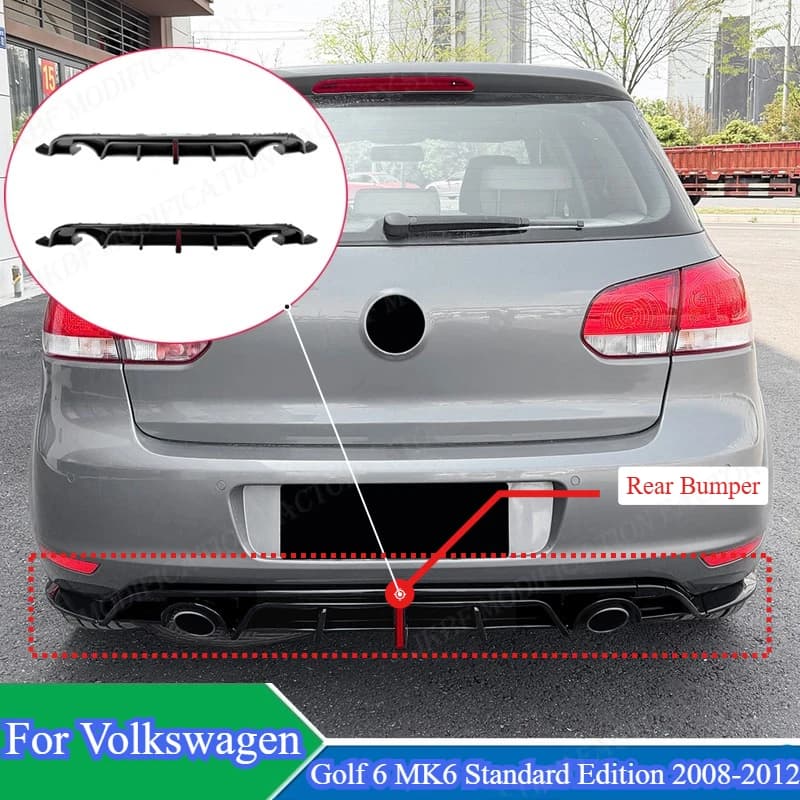 Car Rear Bumper For Volkswagen Golf 6 MK6 Standard Edition 2008-2012 Diffuser Splitter Spoiler Body Kits Tuning Auto Accessories