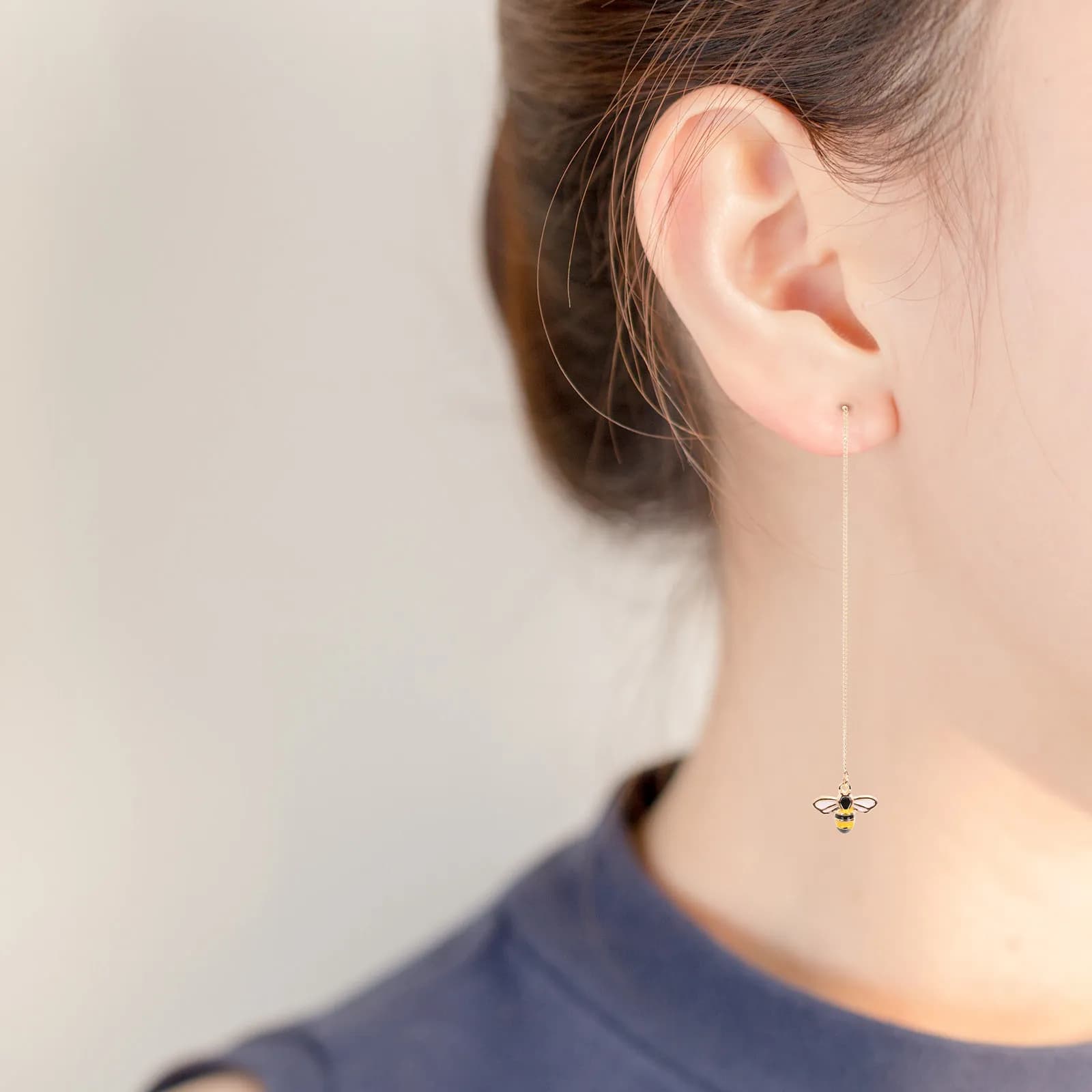 1 Paio di Orecchini a Forma di Ape con Catena Lunga Pendente, Gioielli alla Moda per Donna, per Uso Quotidiano Casual