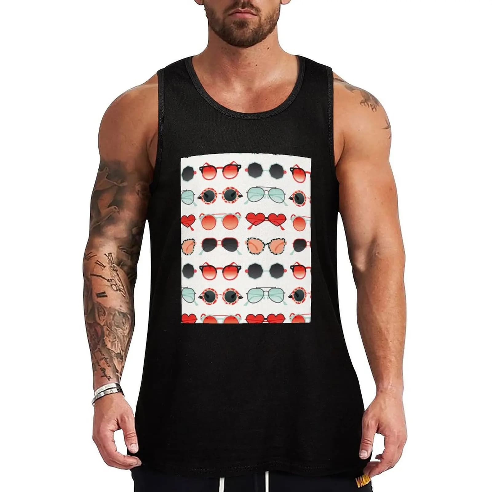 Collezione di occhiali da sole – Canotta da jogging Red & Mint Palette, canotta da jogging ad asciugatura rapida, traspirante, senza maniche